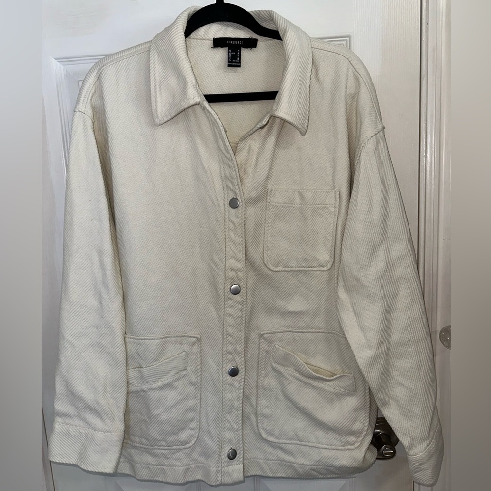 Forever 21 Off White Button Down Corduroy Jacket